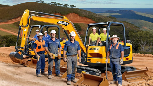 Team of workers with excavators showcasing the evolution of excavation in earthmoving projects