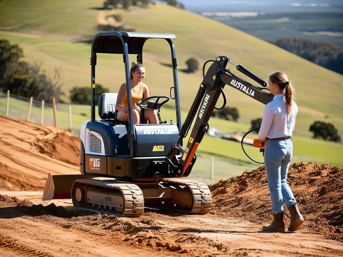 Mini Excavators in action with an operator and an observer on a construction site in Australia