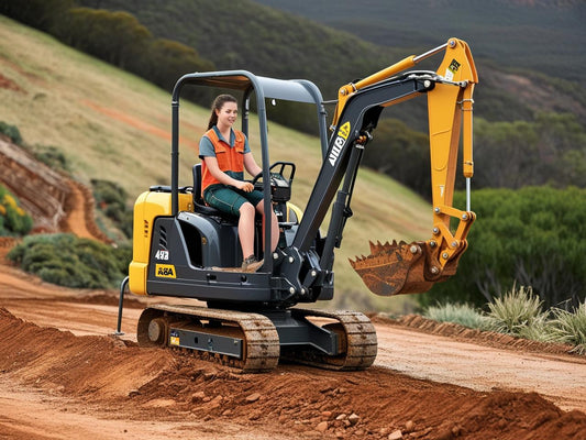 Operator using an excavator with various attachments on a construction site