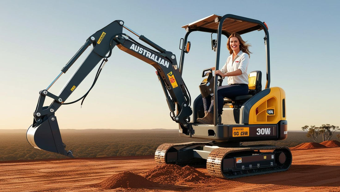 Operator using a Mini Excavators on a construction site with a scenic background