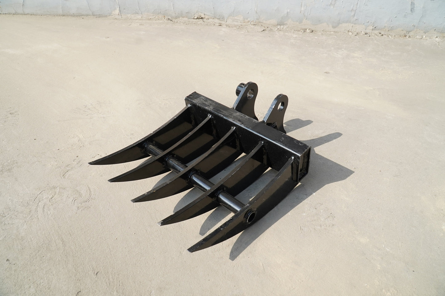 Rippa Australia black steel Excavator Rake attachment with five tines for heavy-duty debris removal