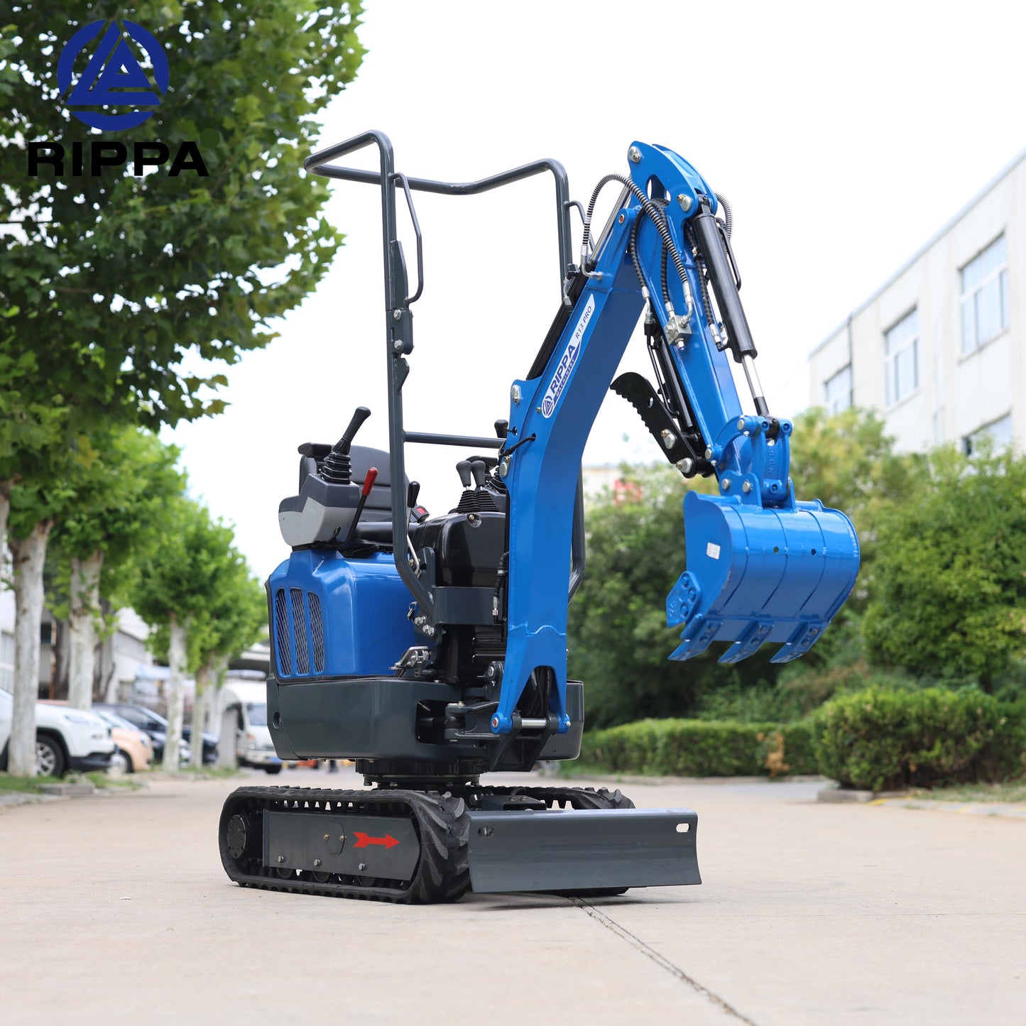 Labadi Engineering Mini Excavato in blue with a hydraulic arm, ideal for small construction tasks