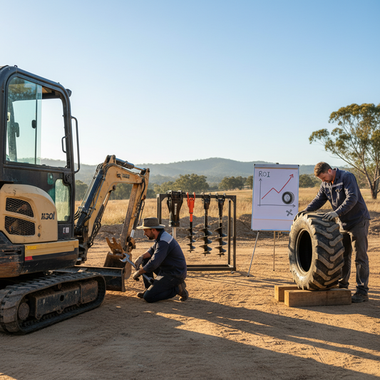 Australian Site Productivity: Mini Excavator Mechanics, Tyre Care & Attachment ROI