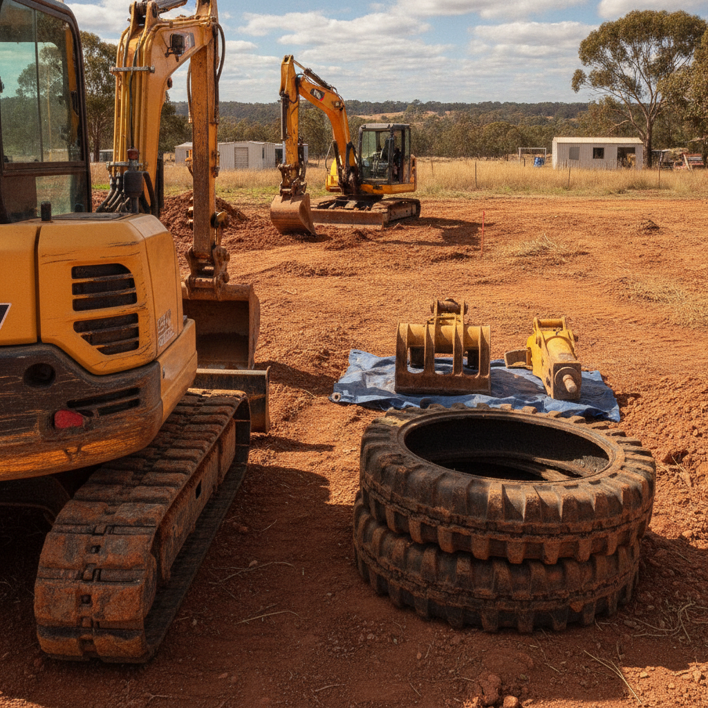 Australian Site Performance: Mini Excavator Use, Tyre Longevity & Attachment Value