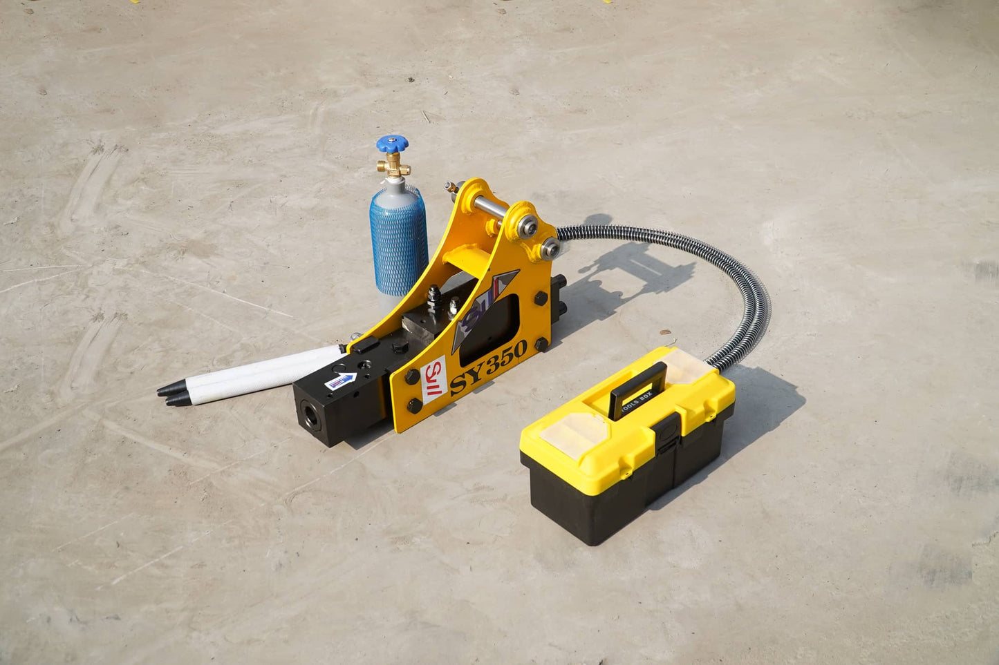 Rippa Australia Excavator Breaker Attachment with Hydraulic Components and Toolbox for Efficient Excavation