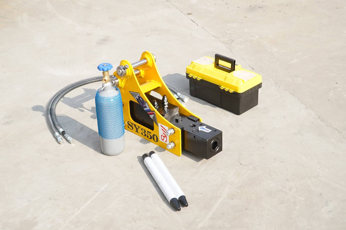 Rippa Australia Breaker Excavator Attachment with Hydraulic Hoses and Toolbox for Efficient Demolition