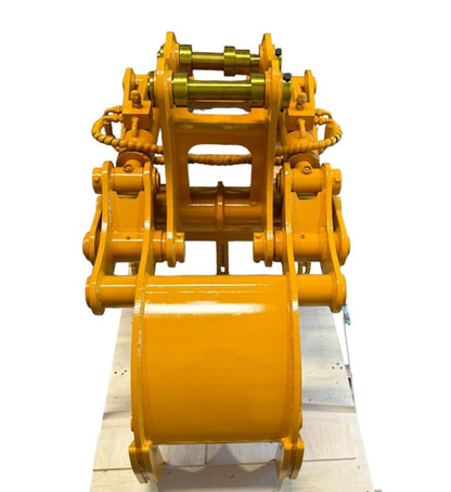 Labadi Engineering Hydraulic Grab Excavator Attachment in Bright Yellow for Efficient Material Handling