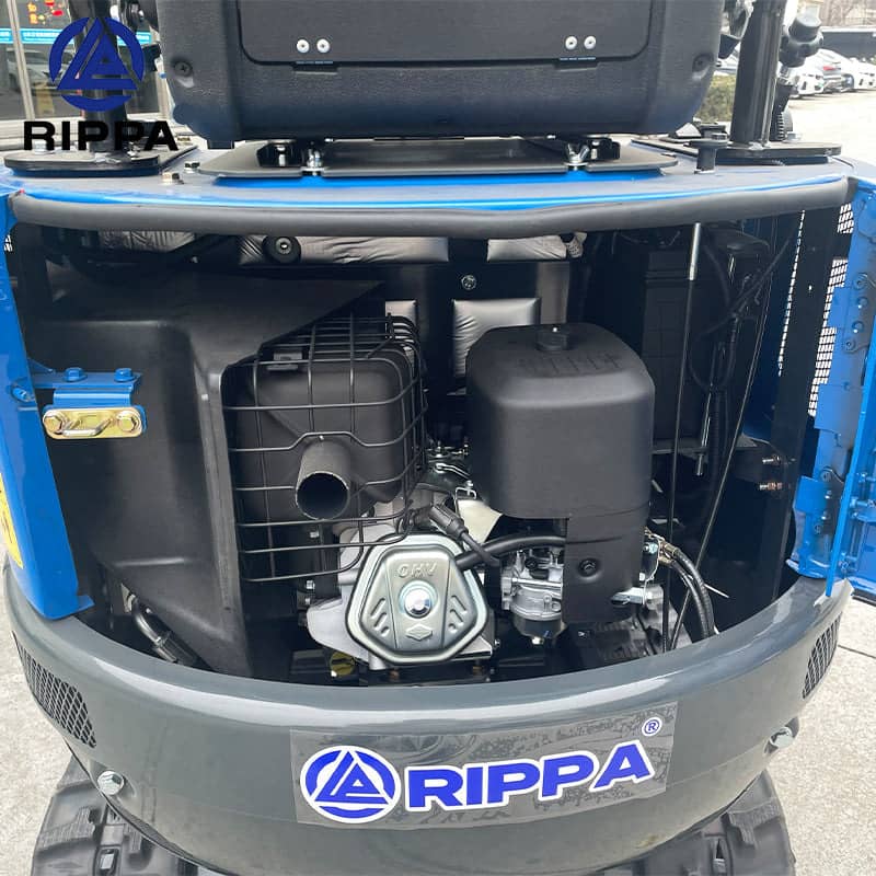 Labadi Engineering Mini Excavato showcasing engine compartment details and compact design