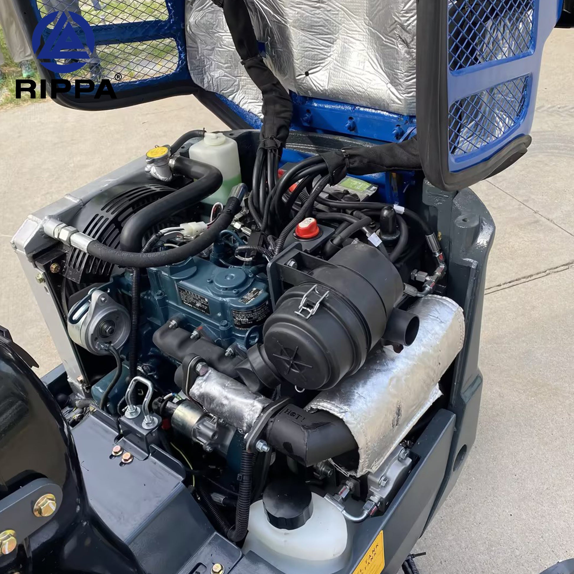 Mini Excavato engine view showing advanced components for efficient operation and durability