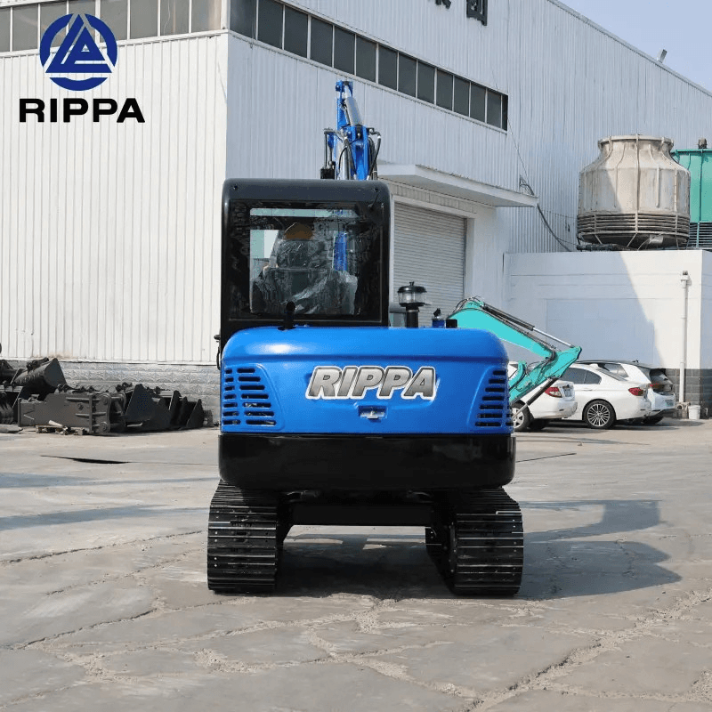 Labadi Engineering Mini Excavator in blue and black with tracks for versatile digging tasks