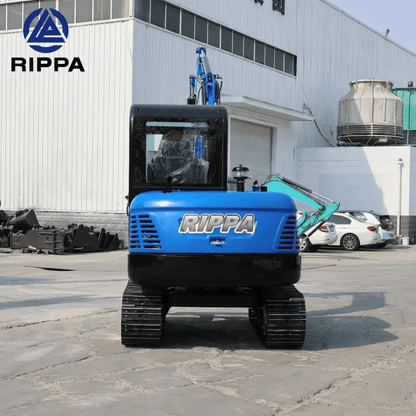 Labadi Engineering Mini Excavator in blue and black with tracks for versatile digging tasks