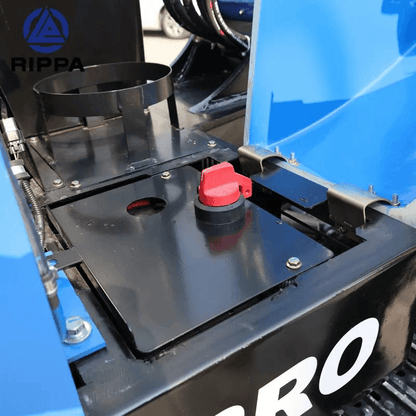 Close-up view of the hydraulic system on Labadi Engineering Mini Excavator showing controls and features