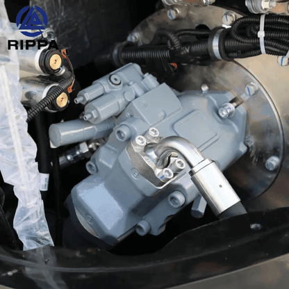 Mini Excavator hydraulic system close-up showing engine components and plumbing for optimal performance