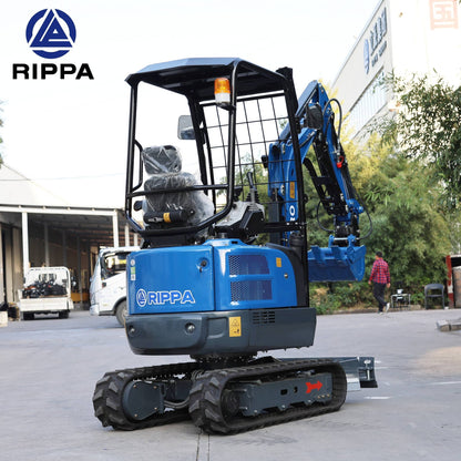 Labadi Engineering Mini Excavator in blue with rubber tracks and compact design for construction tasks