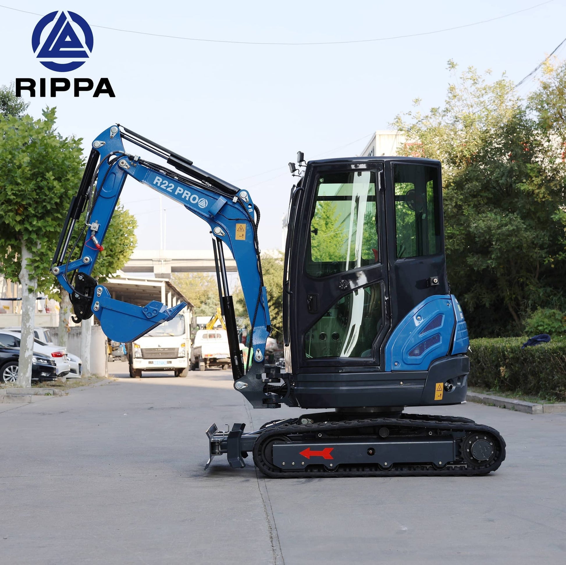 Labadi Engineering Mini Excavator R22 PRO with Arm Extended for Efficient Digging in Outdoor Settings