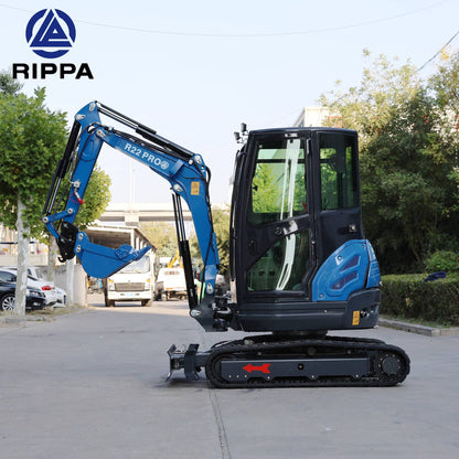 Labadi Engineering Mini Excavator R22 PRO with Arm Extended for Efficient Digging in Outdoor Settings