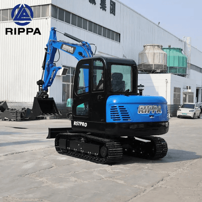 Labadi Engineering Mini Excavator R57PRO with a blue cab and tracks for efficient construction work