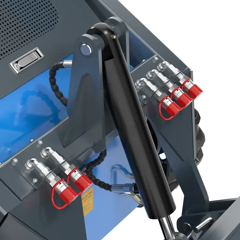 Labadi Engineering Skid Steer Hydraulic Arm with Red Couplings for Improved Performance