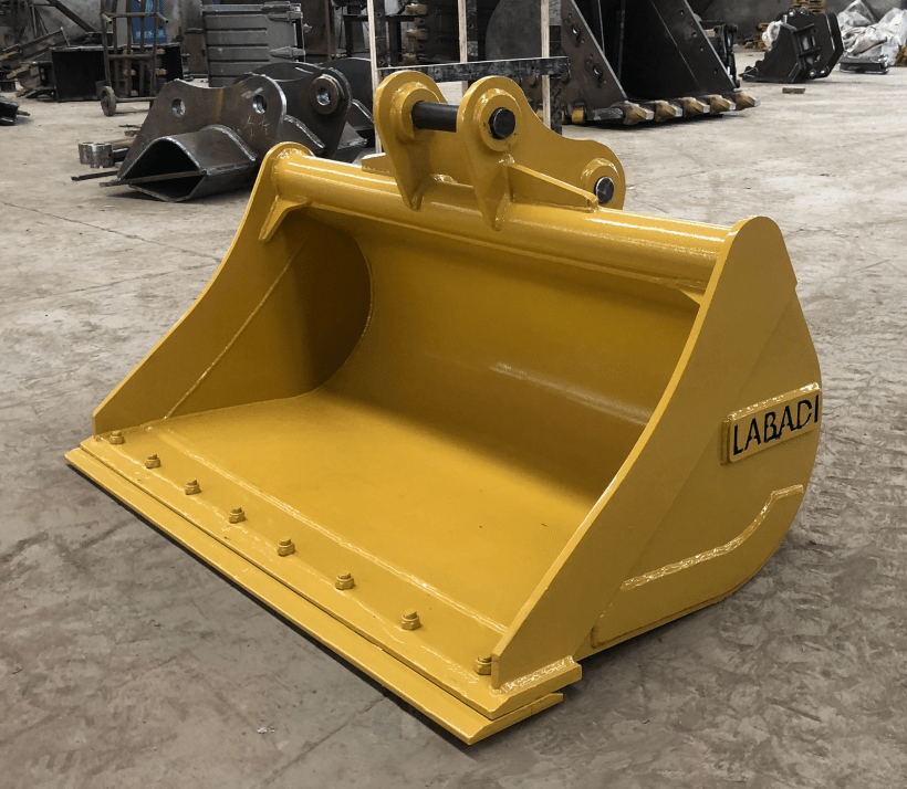 Labadi Engineering Excavator Bucket attachment in yellow for construction and demolition tasks